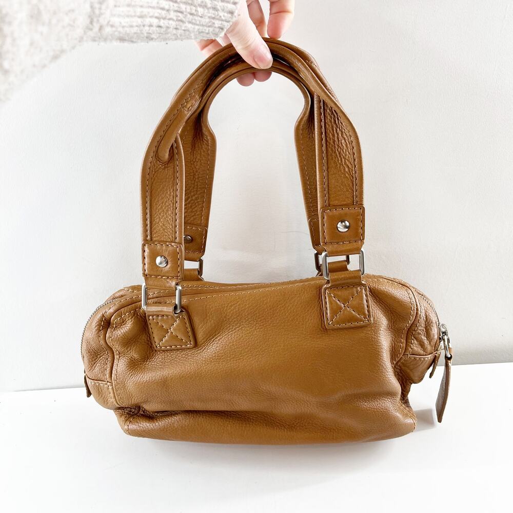 Michael Kors Leather Satchel Bowler Purse Handbag Bag Brown Cognac - Picture 5 of 9